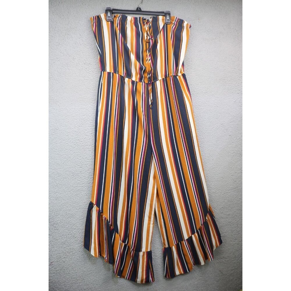 Arizona Jean Co. Strapless Extra Wide-Leg Ruffle Jumpsuit-XL-New w/Tags